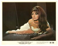 9t008 ANYONE CAN PLAY color 8x10 still '68 sexiest naked Marisa Mell covered only by a fur blanket!