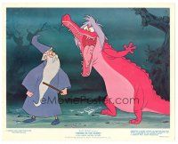 9t048 SWORD IN THE STONE color 8x10 still '64 Disney, wacky image of Merlin & pink alligator!