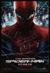 9w026 AMAZING SPIDER-MAN teaser DS 1sh '12 shadowy image of Andrew Garfield in title role!