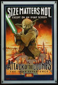 9w036 ATTACK OF THE CLONES IMAX DS style A 1sh '02 Star Wars Episode II, McMacken art of Yoda!