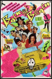 9w041 BACK TO THE BEACH 1sh '87 Avalon & Funicello w/Pee-Wee Herman, rocker Stevie Ray Vaughan!