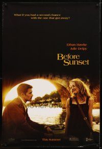 9w049 BEFORE SUNSET teaser DS 1sh '04 romantic image of Ethan Hawke & Julie Delpy!