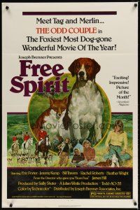 9w051 BELSTONE FOX 1sh '73 nature documentary, cool art of fox & hound dog, Free Spirit!
