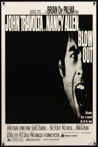 9w066 BLOW OUT 1sh '81 John Travolta, Brian De Palma, murder has a sound all of its own!