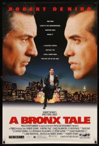 9w082 BRONX TALE 1sh '93 Robert De Niro faces off with Chazz Palminteri over NYC skyline!