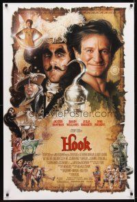 9w271 HOOK 1sh '91 artwork of pirate Dustin Hoffman & Robin Williams by Drew Struzan!