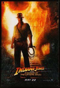 9w296 INDIANA JONES & THE KINGDOM OF THE CRYSTAL SKULL teaser DS 1sh '08 Drew art of Harrison Ford!