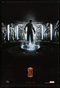 9w312 IRON MAN 3 teaser DS 1sh '13 cool image of Robert Downey Jr & many suits!