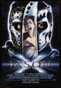 9w322 JASON X advance 1sh '01 James Isaac directed, Kane Hodder, Lexa Doig, evil gets an upgrade!