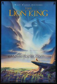 9w412 LION KING DS 1sh '94 classic Disney cartoon set in Africa, cool image of Mufasa in sky!