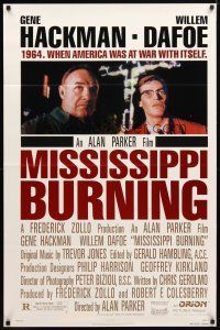 9w482 MISSISSIPPI BURNING 1sh '88 great image of Gene Hackman & Willem Dafoe!