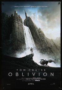 9w538 OBLIVION teaser DS 1sh '13 Morgan Freeman, image of Tom Cruise & waterfall in city!