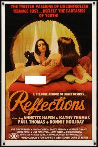 9w636 REFLECTIONS 1sh '77 Annette Haven, great sexy mirror artwork by Giguilliat!