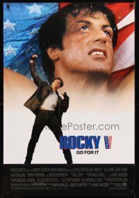 9w654 ROCKY V 1sh '90 Sylvester Stallone, John G. Avildsen boxing sequel, cool image!