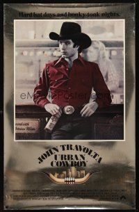 9w807 URBAN COWBOY heavy stock foil 1sh '80 John Travolta in cowboy hat with Lone Star beer!