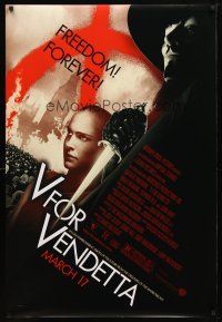 9w808 V FOR VENDETTA advance DS 1sh '05 Wachowskis, bald Natalie Portman, Hugo Weaving, graffiti V!