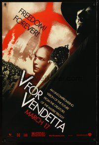 9w811 V FOR VENDETTA teaser 1sh '05 Wachowski Bros, bald Natalie Portman, Hugo Weaving, graffiti V!