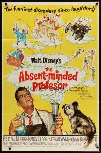 9x016 ABSENT-MINDED PROFESSOR 1sh R74 Walt Disney, Flubber, Fred MacMurray in title role!