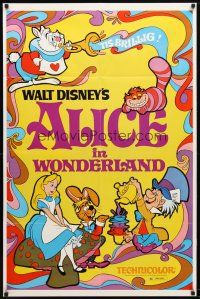 9x025 ALICE IN WONDERLAND 1sh R74 Walt Disney, Lewis Carroll classic, cool psychedelic art!