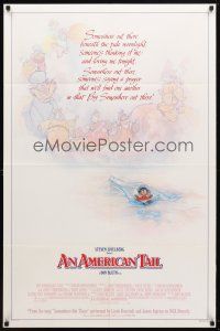 9x039 AMERICAN TAIL style B 1sh '86 Steven Spielberg, Don Bluth, art of Fievel the mouse by Drew!