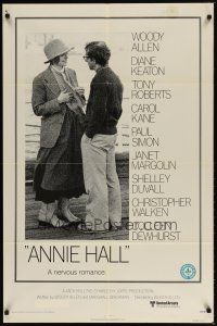 9x055 ANNIE HALL 1sh '77 full-length Woody Allen & Diane Keaton in a nervous romance!