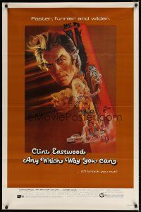 9x056 ANY WHICH WAY YOU CAN 1sh '80 cool artwork of Clint Eastwood by Bob Peak!