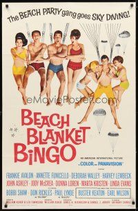 9x077 BEACH BLANKET BINGO 1sh '65 Frankie Avalon & Annette Funicello go sky diving!