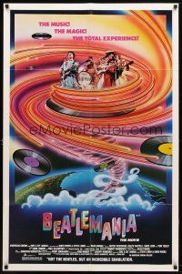 9x079 BEATLEMANIA 1sh '81 great psychedelic artwork of The Beatles impersonators by Kim Passey!