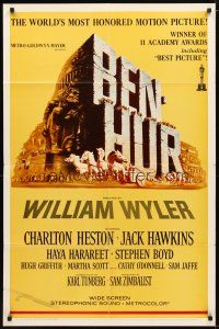 9x089 BEN-HUR 1sh R69 Charlton Heston, William Wyler classic religious epic, cool chariot art!