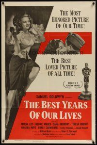 9x091 BEST YEARS OF OUR LIVES style A 1sh R54 directed by William Wyler, sexy Virginia Mayo!