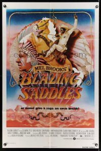 9x104 BLAZING SADDLES 1sh '74 classic Mel Brooks western, art of Cleavon Little by John Alvin!