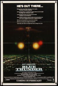 9x114 BLUE THUNDER advance 1sh '83 Roy Scheider, Warren Oates, cool helicopter over city image!