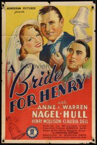 9x131 BRIDE FOR HENRY 1sh '37 Willian Nigh directed marriage drama, Anne Nagel, Warren Hull!