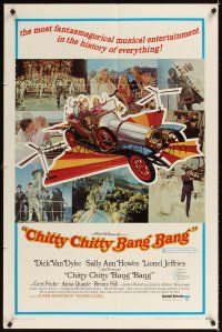 9x166 CHITTY CHITTY BANG BANG style B 1sh '69 Dick Van Dyke, Sally Ann Howes, art of flying car!