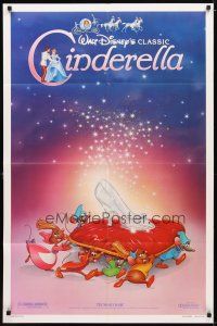 9x170 CINDERELLA 1sh R87 Walt Disney classic romantic musical cartoon, great art of slipper!
