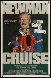 9x175 COLOR OF MONEY 1sh '86 Robert Tanenbaum artwork of Paul Newman & Tom Cruise playing pool!