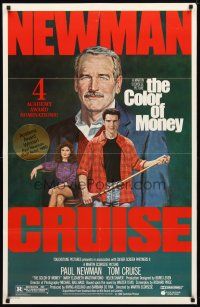 9x176 COLOR OF MONEY video 1sh '86 Robert Tanenbaum artwork of Paul Newman & Tom Cruise playing pool