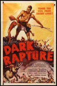 9x195 DARK RAPTURE 1sh '38 filmed & recorded on the Denis-Roosevelt Belgian Congo expedition!