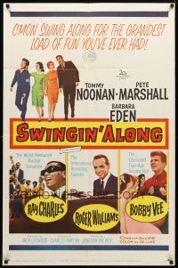 9x224 DOUBLE TROUBLE 1sh R62 Tommy Noonan, Pete Marshall, sexy Barbara Eden, Swingin' Along!