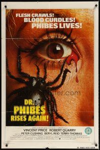 9x228 DR. PHIBES RISES AGAIN 1sh '72 Vincent Price, classic close up of a spider in woman's eye!