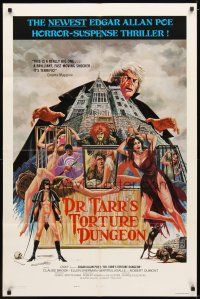 9x229 DR. TARR'S TORTURE DUNGEON style B 1sh '76 wild art of babes tortured by Joseph Musso!