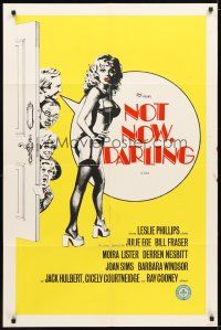 9x573 NOT NOW DARLING English 1sh '73 artwork of super sexy Julie Ege in lingerie!