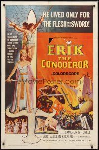 9x251 ERIK THE CONQUEROR 1sh '63 Mario Bava, Cameron Mitchell lusted for war & sexy women!