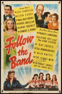 9x282 FOLLOW THE BAND 1sh '43 Mary Beth Hughes, Frances Langford, Leon Errol, Leo Carrillo