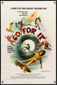 9x312 GO FOR IT 1sh '76 surfing, snow skiing, skateboarding, extreme sports art!