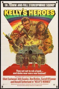 9x408 KELLY'S HEROES 1sh '70 Clint Eastwood, Telly Savalas, Don Rickles, Donald Sutherland!