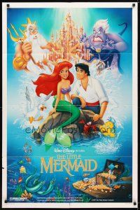 9x452 LITTLE MERMAID DS 1sh '89 Ariel & cast, Disney underwater cartoon!