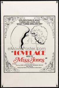 9x475 LOVELACE MEETS MISS JONES 1sh '75 art of Linda Lovelace & Georgina Spelvin!