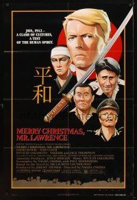 9x517 MERRY CHRISTMAS MR. LAWRENCE 1sh '83 really cool art of David Bowie & cast by Makhi!