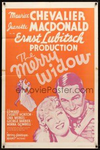 9x518 MERRY WIDOW 1sh R62 Maurice Chevalier, Jeanette MacDonald, Ernst Lubitsch!